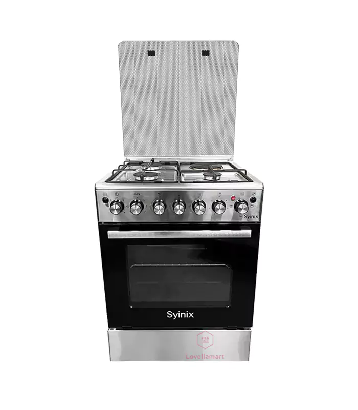 syinix 60 by 60 Syinix 60 by 60 3 Gas Burner and 1 Hot Plate Silver Standing Cooker Q60GC1 - Image 1