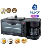 Nunix 3-in-1 Breakfast Maker- Toaster oven +Non-stick griddle + Coffee maker