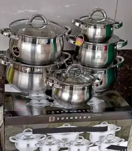 Edenberg 12-piece stainless steel cookware set - 6Pots + 6Lids
