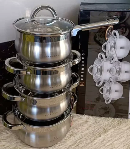 Edenberg 8-piece stainless steel cookware set  - EB-3717 - 4Pots+ 4Lids