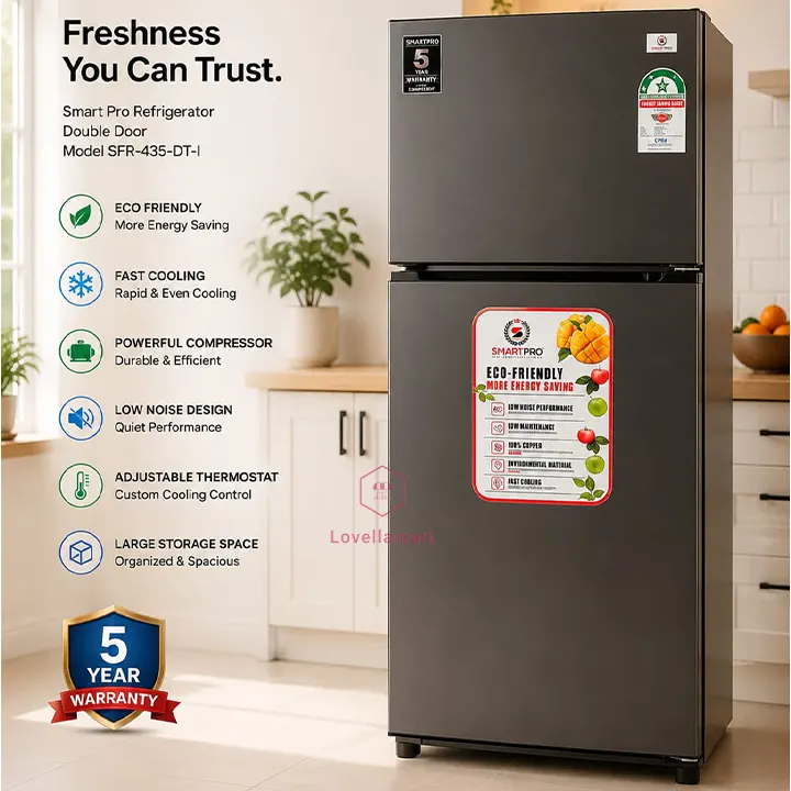 SmartPro 348L SFR435DTI Double Door Fridge SmartPro 348L SFR-435-DTI No-Frost Double Door Refrigerator - Image 1